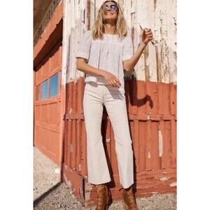 Happy Nature 27 cream high rise crop boot‎ jeans